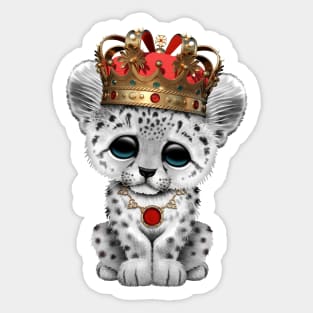 Cute Royal Snow Leopard Wearing Crown Sticker